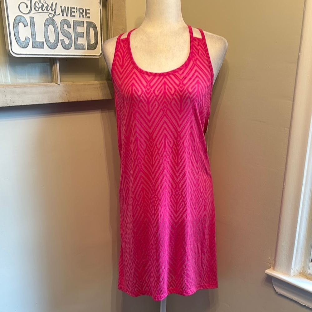 Balance Collection Geometric Pattern Braided Razor Back Cover Up Fuschia NWT